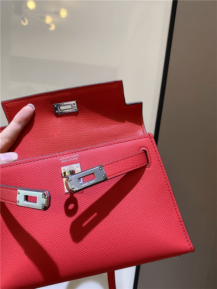 Hermes Kelly Mini II Bag Epsom Leather In Rouge H CTN High