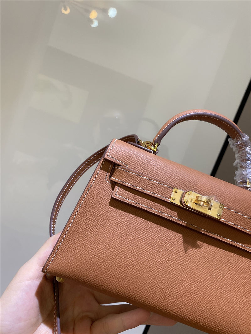 Hermes Kelly Mini II Bag Epsom Leather In Gold CTN High