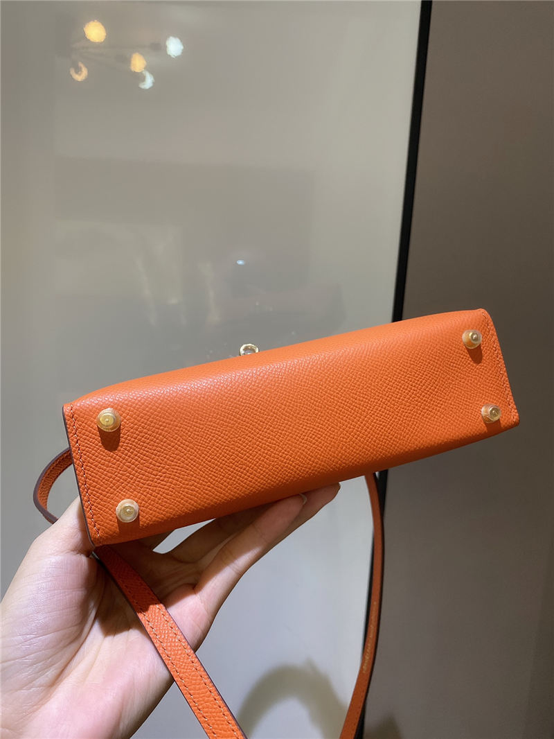 Hermes Kelly Mini II Bag Epsom Leather In Orange CTN High