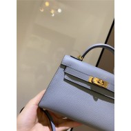 Hermes Kelly Mini II Bag Epsom Leather In Bleu Brume CTN High