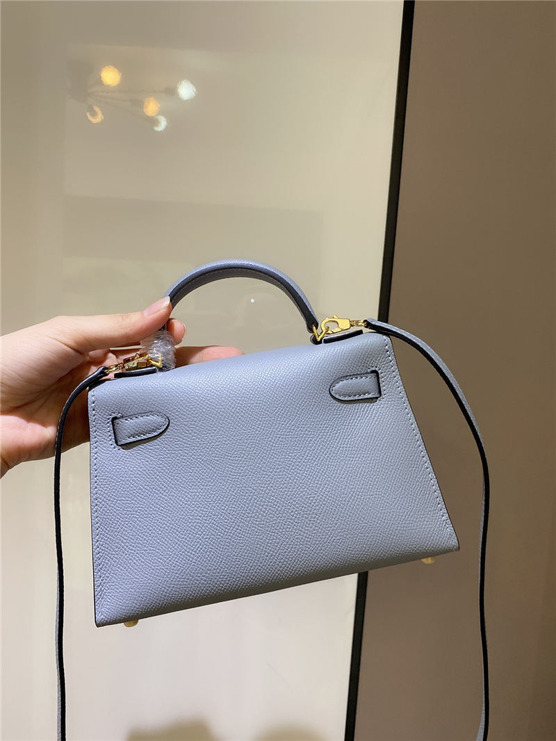 Hermes Kelly Mini II Bag Epsom Leather In Bleu Brume CTN High