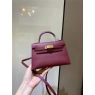 Hermes Kelly Mini II Bag Epsom Leather In Bordeaux CTN High