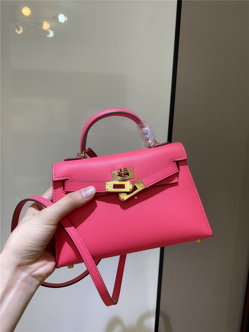 Hermes Kelly Mini II Bag Epsom Leather In Rose eLipstick CTN High