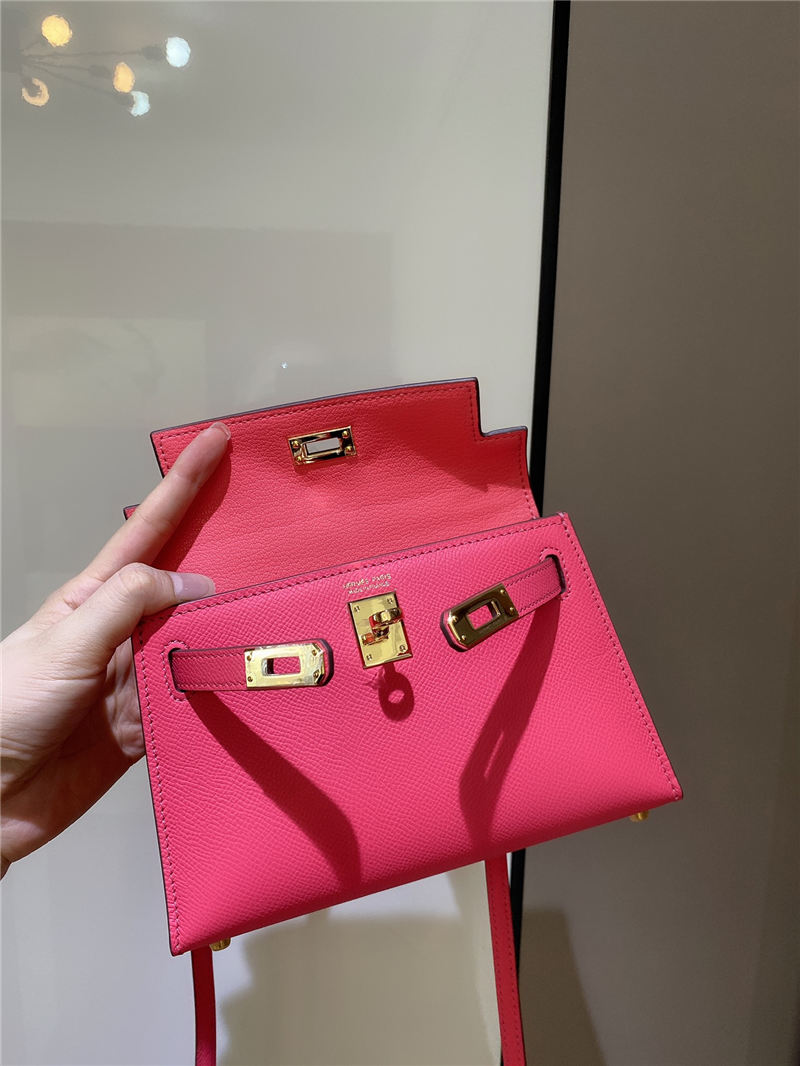 Hermes Kelly Mini II Bag Epsom Leather In Rose eLipstick CTN High