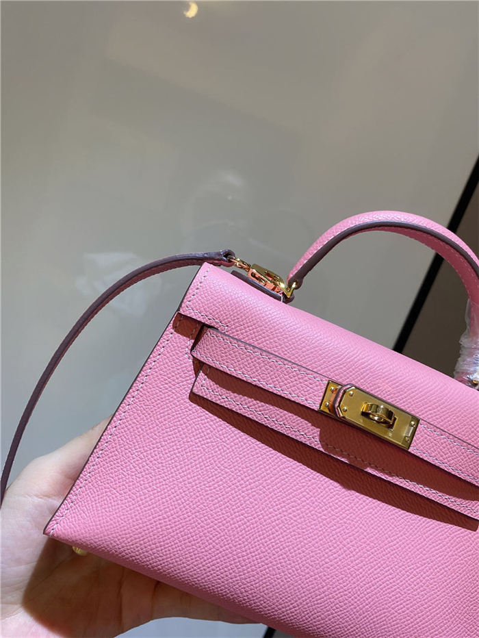 Hermes Kelly Mini II Bag Epsom Leather In Rose Saiura CTN High