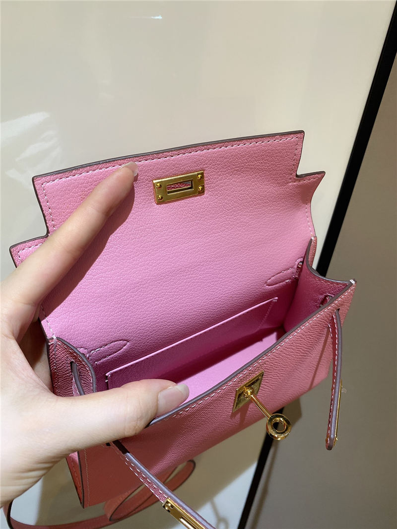 Hermes Kelly Mini II Bag Epsom Leather In Rose Saiura CTN High