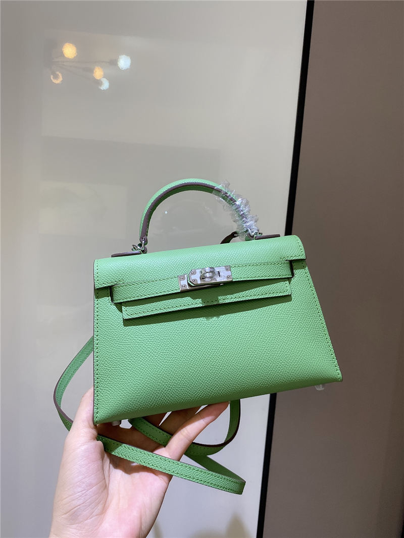 Hermes Kelly Mini II Bag Epsom Leather In Vert Criquet CTN High