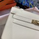 Hermes Kelly Pochette Bag Epsom Leather Silver/Gold Metal WAX High