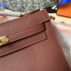 Hermes Kelly Pochette Bag Epsom Leather Silver/Gold Metal WAX High