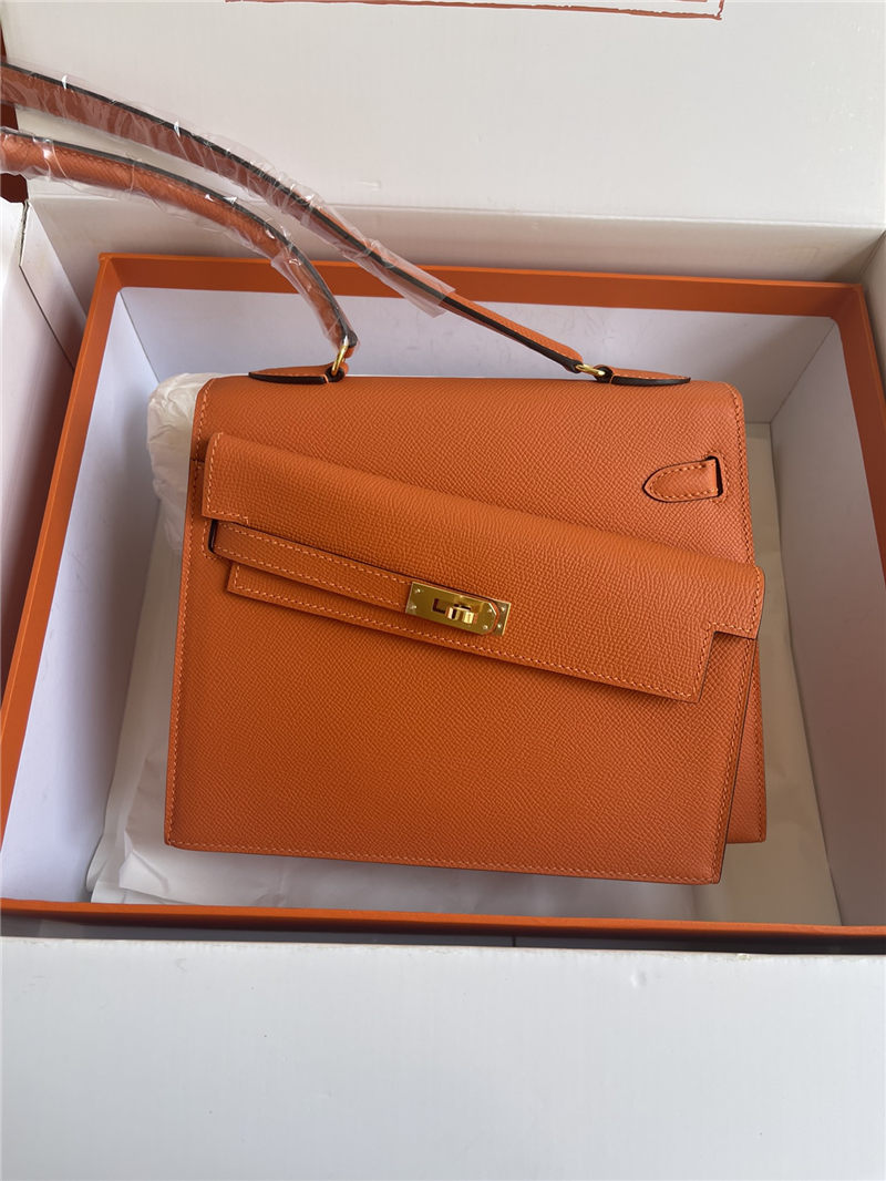 Hermes Kelly Sellier 25 Epsom WAX Orange High