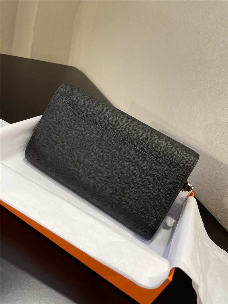 Hermes Constance To Go Long Wallet Epsom Leather Black Silver-Metal WAX High