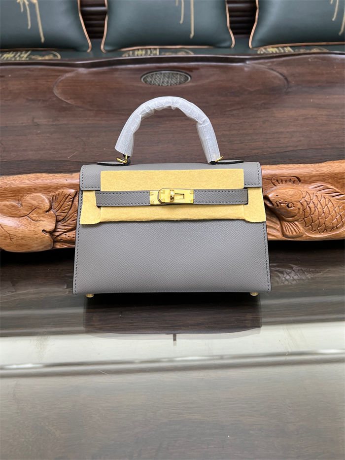 Hermes Kelly Mini II Bag Epsom Leather In Etain CTN High