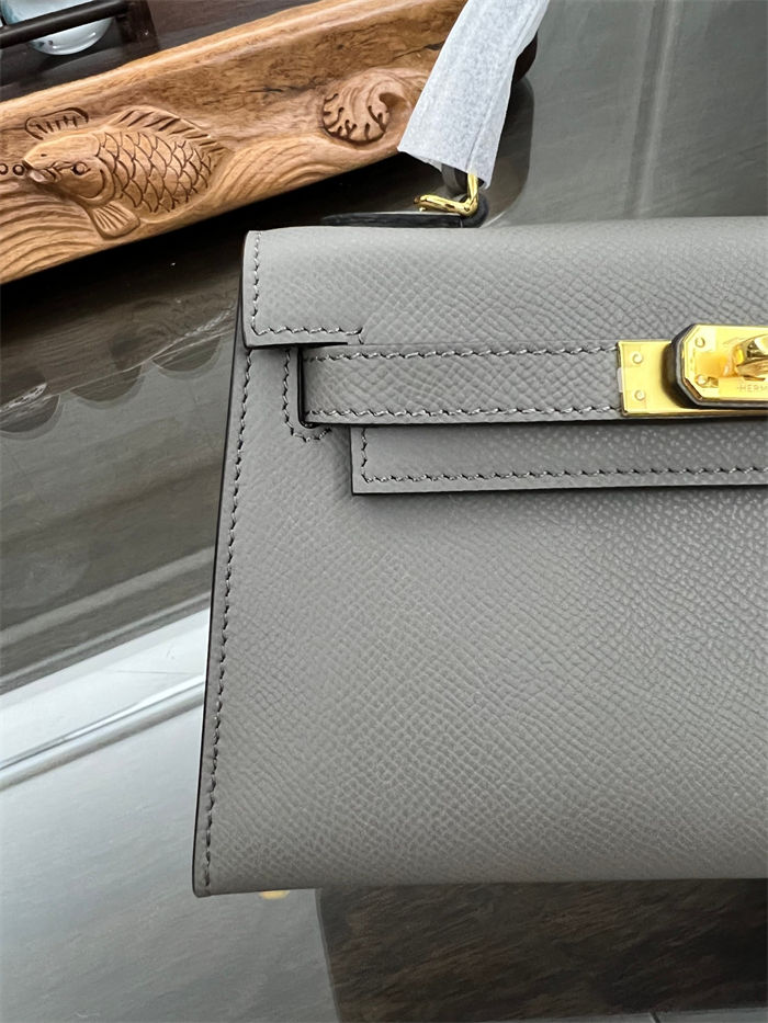 Hermes Kelly Mini II Bag Epsom Leather In Etain CTN High