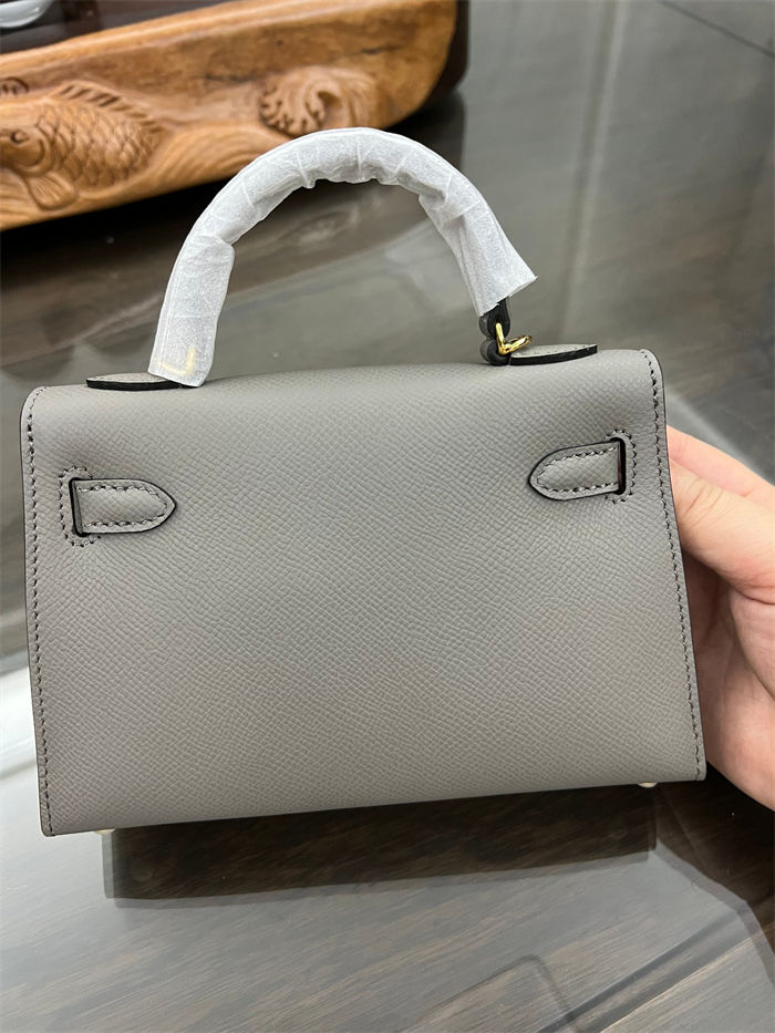 Hermes Kelly Mini II Bag Epsom Leather In Etain CTN High