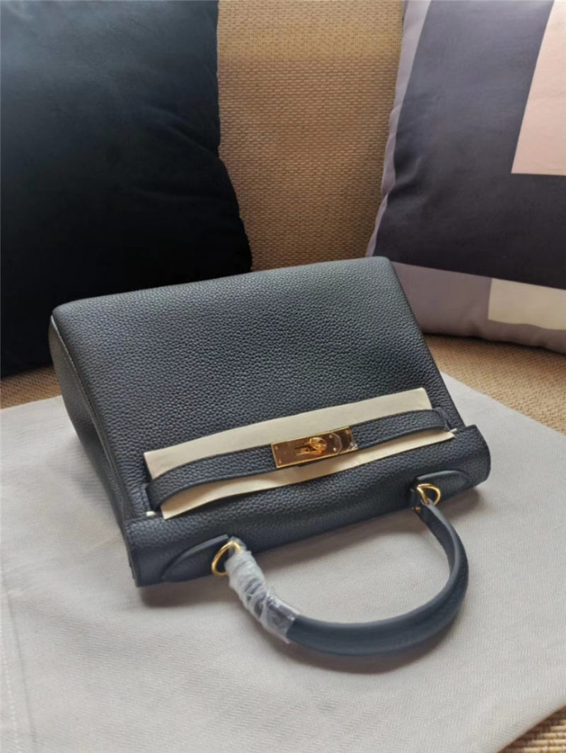 Hermes Kelly 25/28cm Retourne Bag Calfskin In Black High