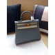 Hermes Kelly 25/28cm Retourne Bag Calfskin In Bleu Lin High