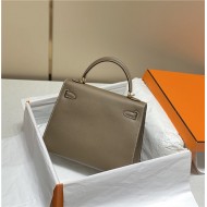 Hermes Kelly 25/28cm Sellier Bag Epsom Leather Silver/Gold Metal In Etoupe-Gold High