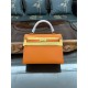 Hermes Kelly 25/28cm Sellier Bag Epsom Leather Silver/Gold Metal In Orange High