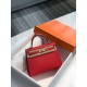 Hermes Kelly 25/28cm Sellier Bag Epsom Leather Silver/Gold Metal In Rouge Casaque High