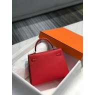 Hermes Kelly 25/28cm Sellier Bag Epsom Leather Silver/Gold Metal In Rouge Casaque High