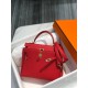 Hermes Kelly 25/28cm Sellier Bag Epsom Leather Silver/Gold Metal In Rouge Casaque High