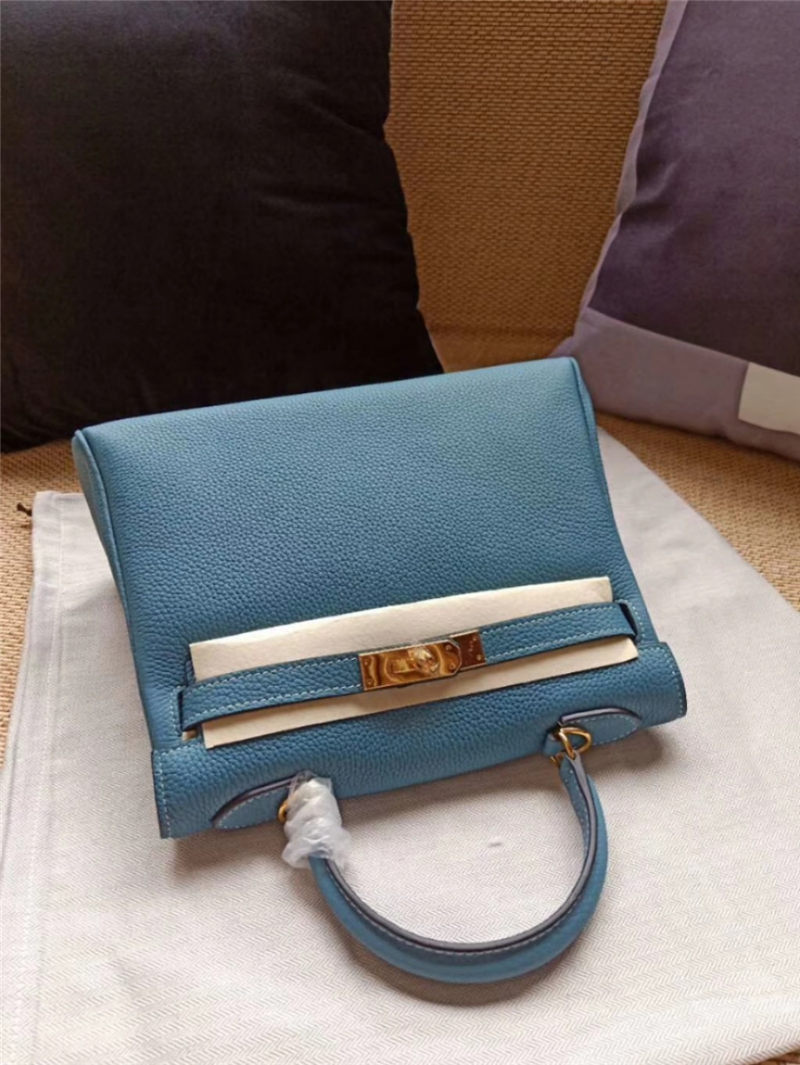 Hermes Kelly 25/28cm Retourne Bag Calfskin In Bleu High