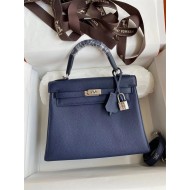 Hermes Kelly 25/28cm Retourne Bag Togo Leather In bleu obscur WAX High