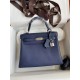 Hermes Kelly 25/28cm Retourne Bag Togo Leather In bleu obscur WAX High