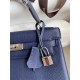 Hermes Kelly 25/28cm Retourne Bag Togo Leather In bleu obscur WAX High