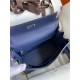 Hermes Kelly 25/28cm Retourne Bag Togo Leather In bleu obscur WAX High