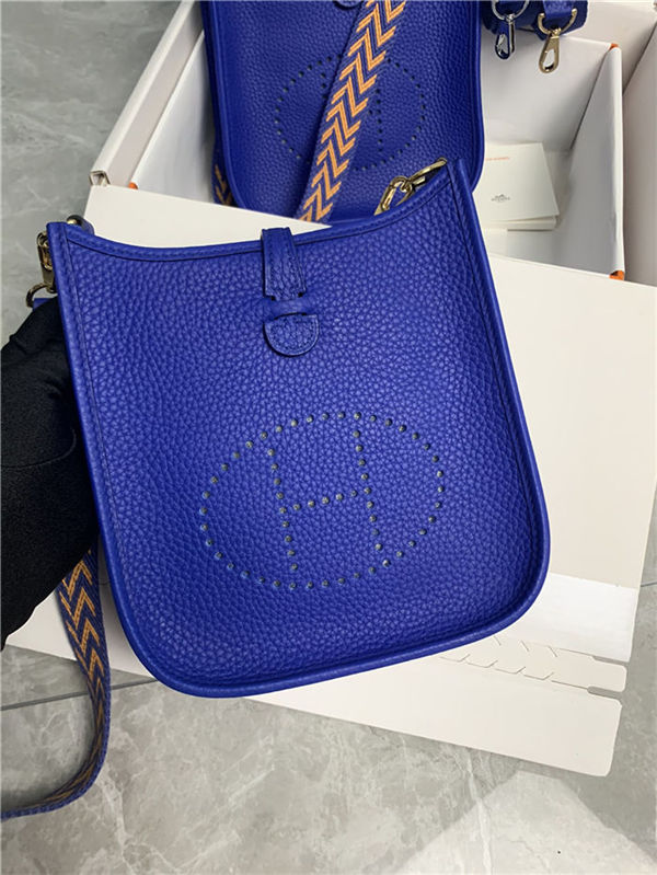 Hermes Evelyne III TPM Mini Bag Togo Leather In Royal Blue WAX High