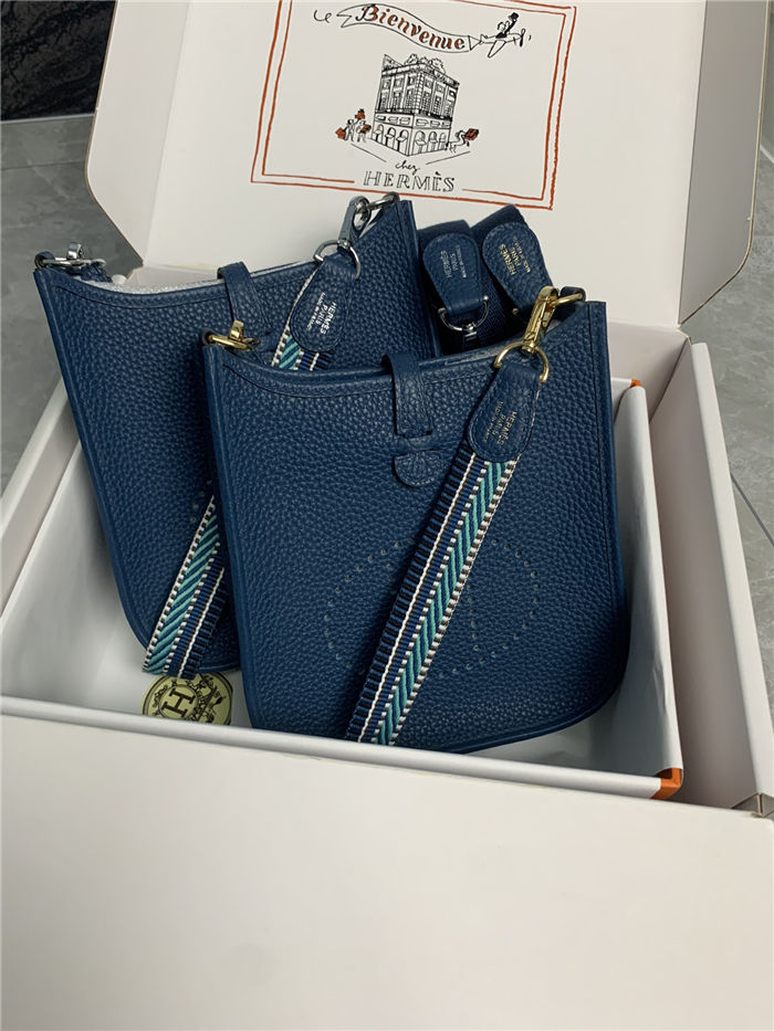 Hermes Evelyne III TPM Mini Bag Togo Leather In Navy Blue WAX High