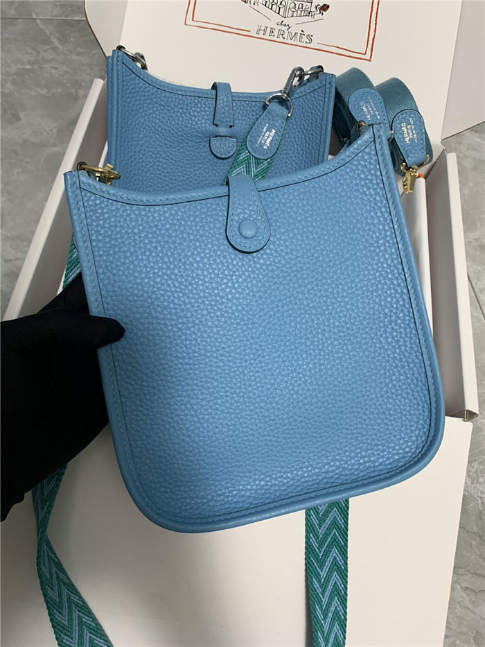 Hermes Evelyne III TPM Mini Bag Togo Leather In Blue WAX High