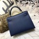 Hermes Kelly 25/28cm Sellier Bag Epsom Leather Silver/Gold Metal In Navy WAX High