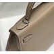 Hermes Kelly 25/28cm Sellier Bag Epsom Leather Silver/Gold Metal In Etoupe-Silver High