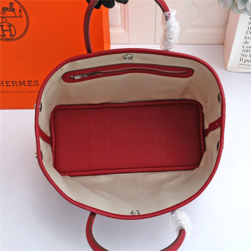 Hermes Garden Party 30/36 Bag Togo Leather WAX Rouge Grenat High