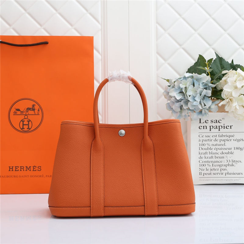 Hermes Garden Party 30/36 Bag Togo Leather WAX Orange High