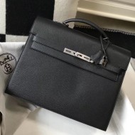 Hermes Kelly Depeche 34 Briefcase In Black Calfskin High