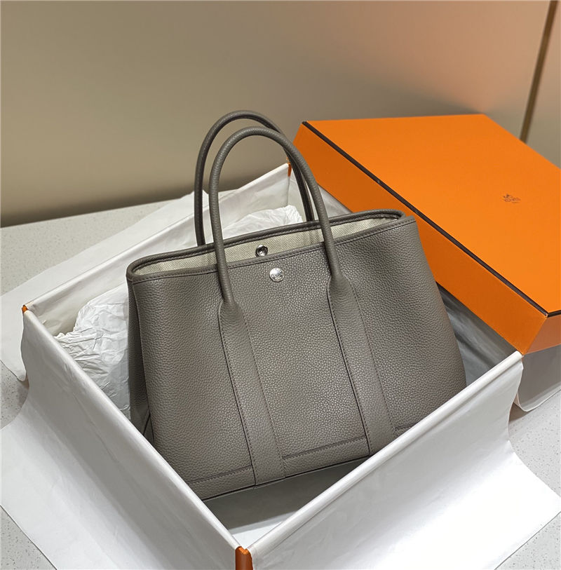 Hermes Garden Party 30/36 Bag Togo Leather WAX Etain High