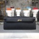 Hermes Kelly Cut Clutch Epsom Silver/Gold Metal WAX High