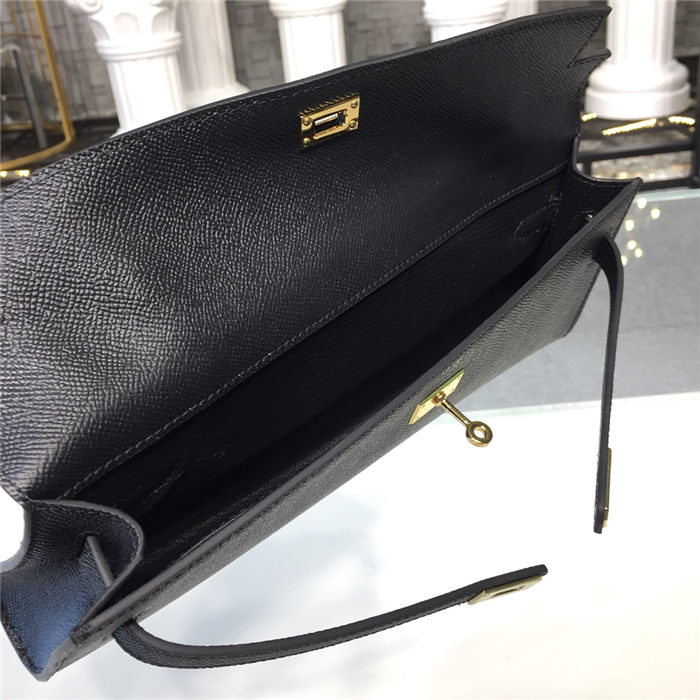 Hermes Kelly Cut Clutch Epsom Silver/Gold Metal WAX High