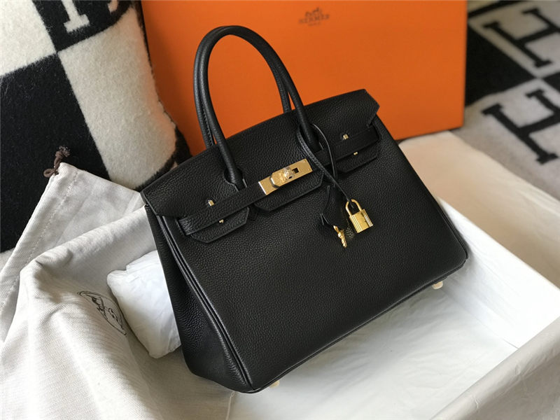 Hermes Birkin 25/30/35cm Bag Calfskin Silver/Gold Metal In Black High