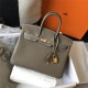 Hermes Birkin 25/30/35cm Bag Calfskin Silver/Gold Metal In Etoupe High