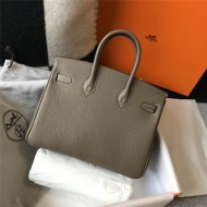 Hermes Birkin 25/30/35cm Bag Calfskin Silver/Gold Metal In Etoupe High