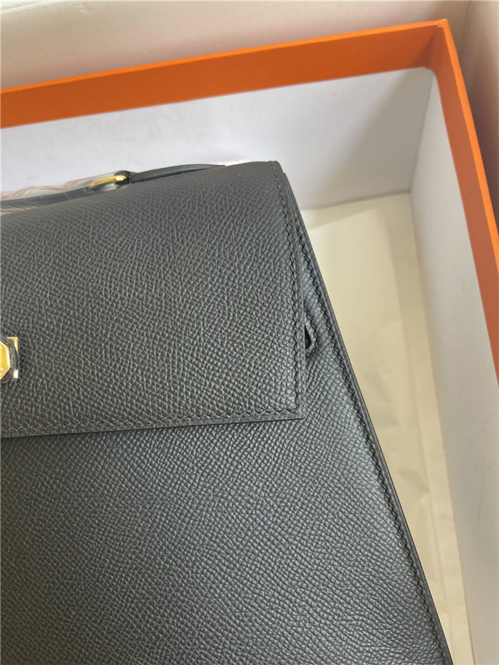 Hermes Kelly Sellier 25 Epsom WAX Black High