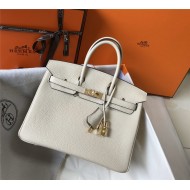 Hermes Birkin 25/30/35cm Bag Calfskin Silver/Gold Metal In Craie High