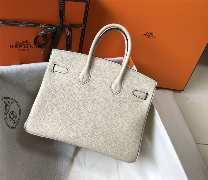 Hermes Birkin 25/30/35cm Bag Calfskin Silver/Gold Metal In Craie High