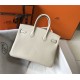 Hermes Birkin 25/30/35cm Bag Calfskin Silver/Gold Metal In Craie High