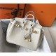 Hermes Birkin 25/30/35cm Bag Calfskin Silver/Gold Metal In Craie High