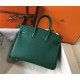 Hermes Birkin 25/30/35cm Bag Calfskin Silver/Gold Metal In Dk-Green High